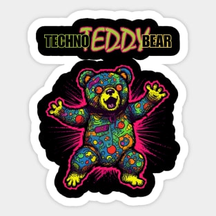 Teddy Bear Cool Techno Dancing Zombie Teddy Bear Sticker